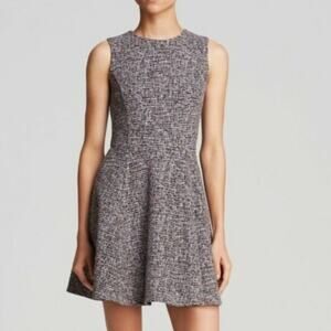 Theory Tweed Tillora Dress Womens Size 8 Black Pink Tweed Fit & Flare Minimalist